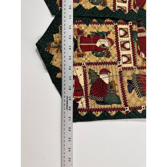 Handmade Reversible Women's Ugly Christmas Vest Folk Santa/Poinsettias Cotton XL - Picture 10 of 16